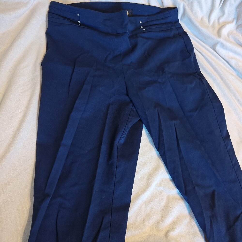 High-wasted navy blue dress pants